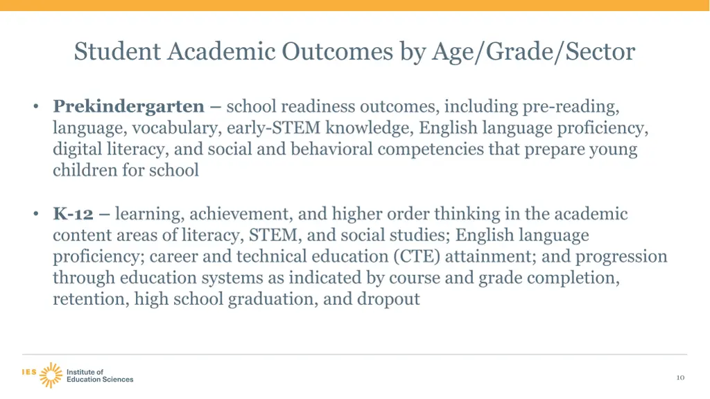 student academic outcomes by age grade sector