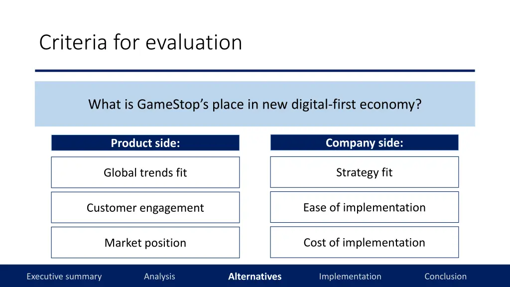 criteria for evaluation