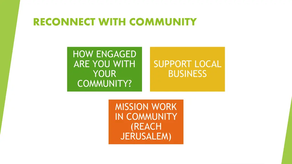 reconnect with community