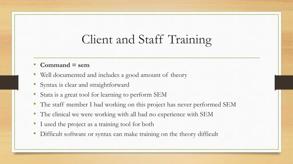 client and staff training