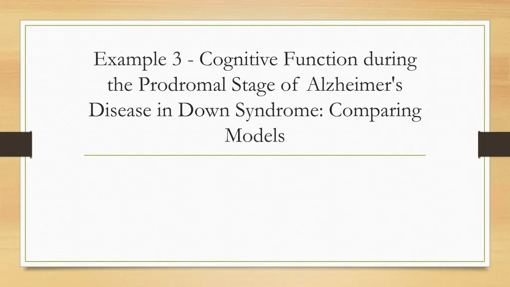 example 3 cognitive function during the prodromal