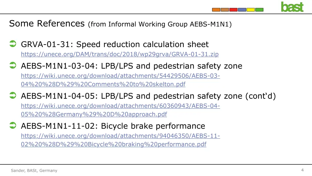 some references from informal working group aebs