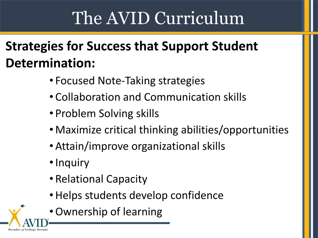 the avid curriculum