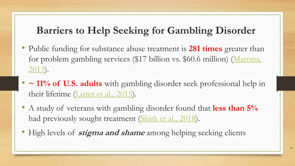 barriers to help seeking for gambling disorder