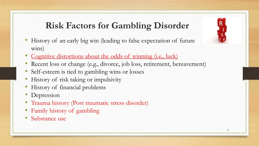 risk factors for gambling disorder