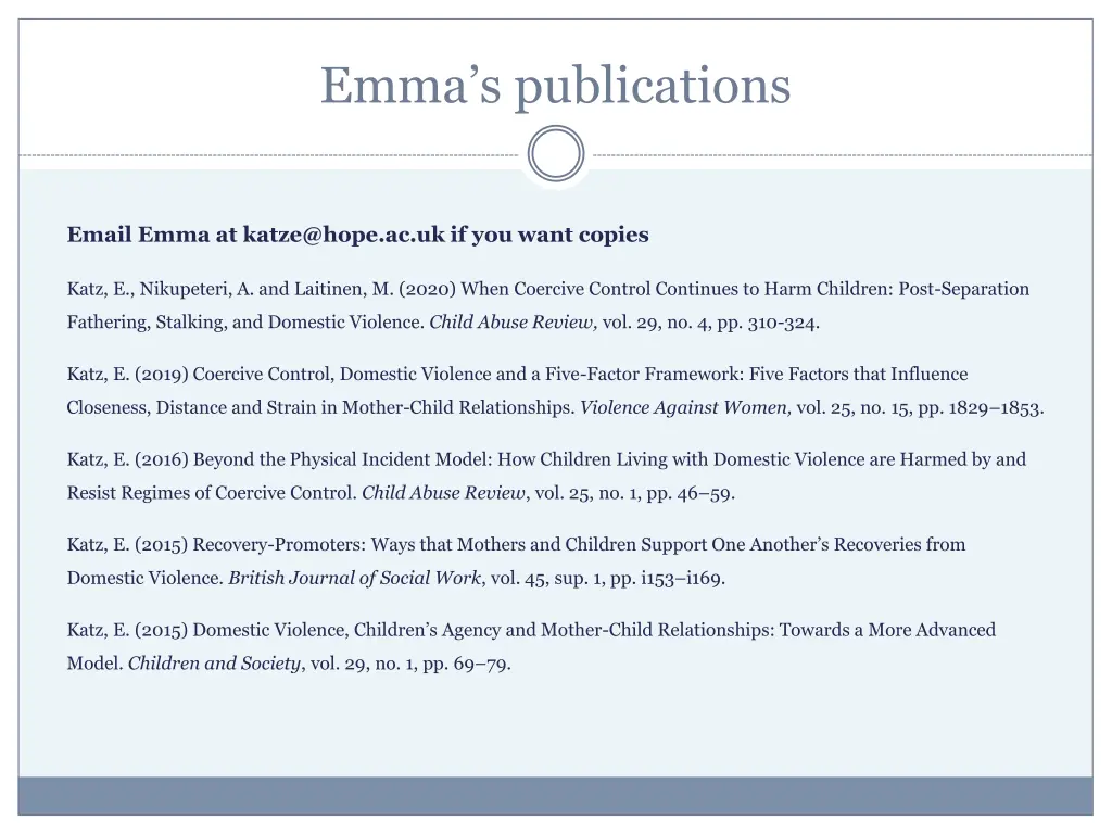 emma s publications