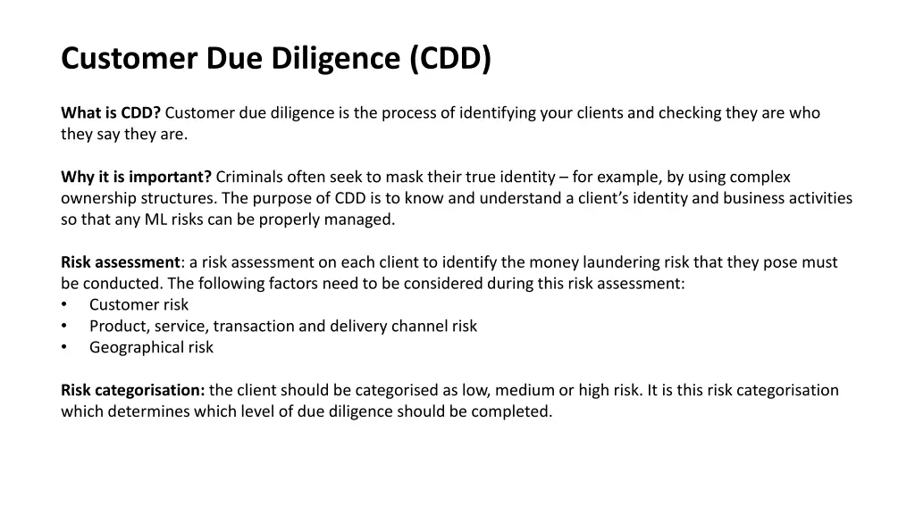 customer due diligence cdd