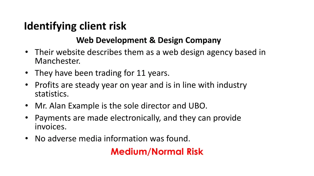 identifying client risk