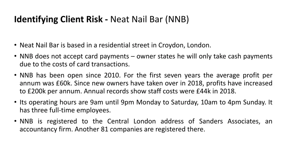 identifying client risk neat nail bar nnb