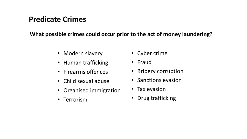 predicate crimes