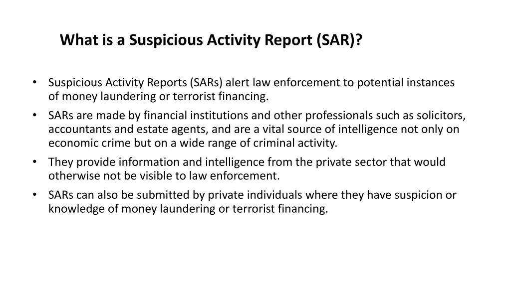 what is a suspicious activity report sar