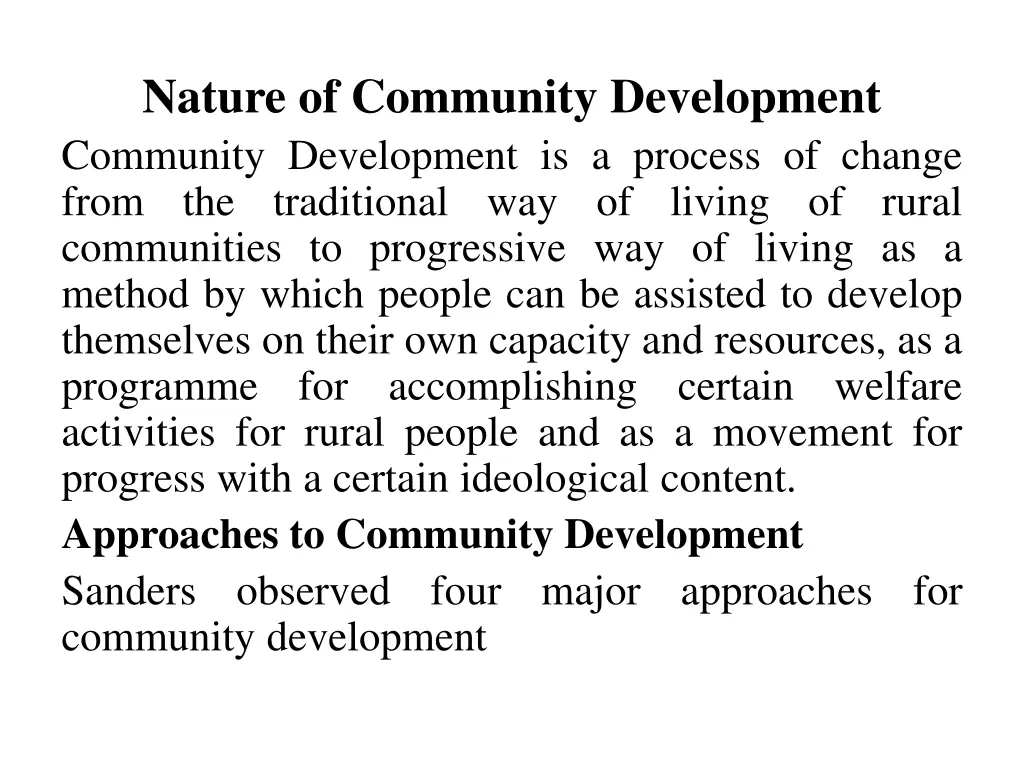 nature of community development community