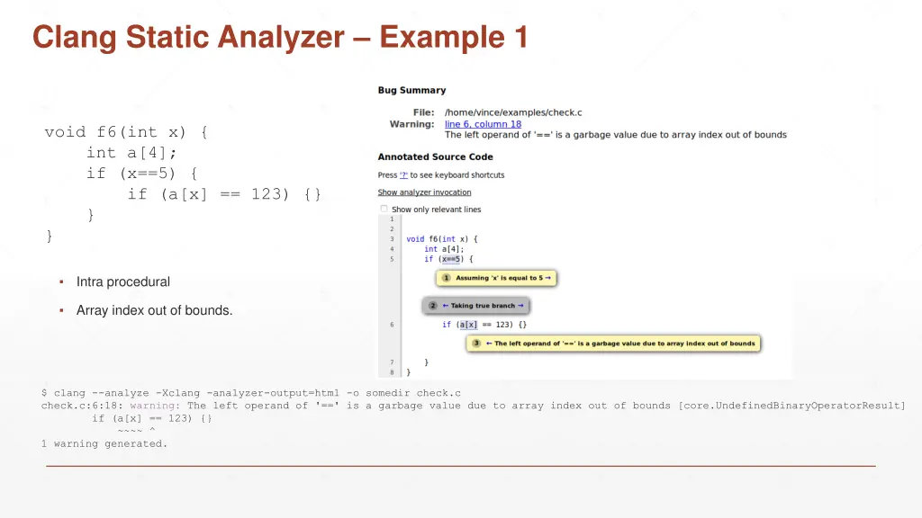 clang static analyzer example 1