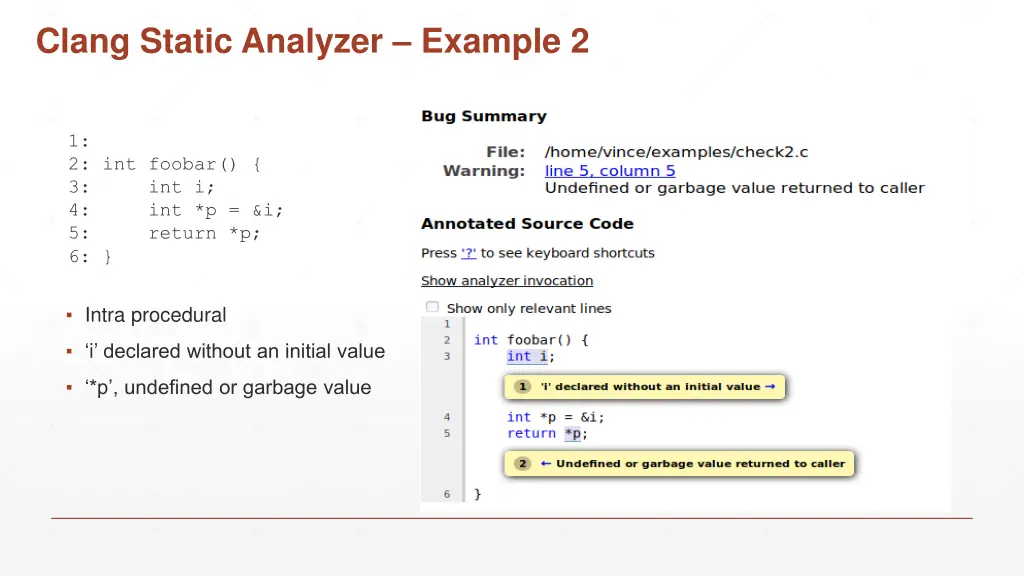 clang static analyzer example 2