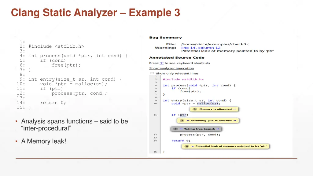 clang static analyzer example 3