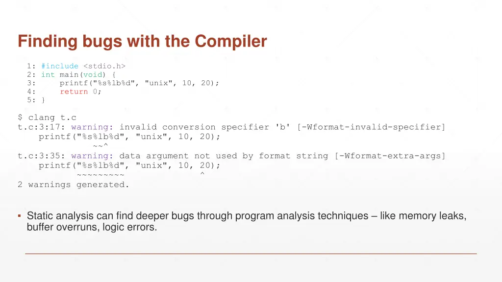 finding bugs with the compiler