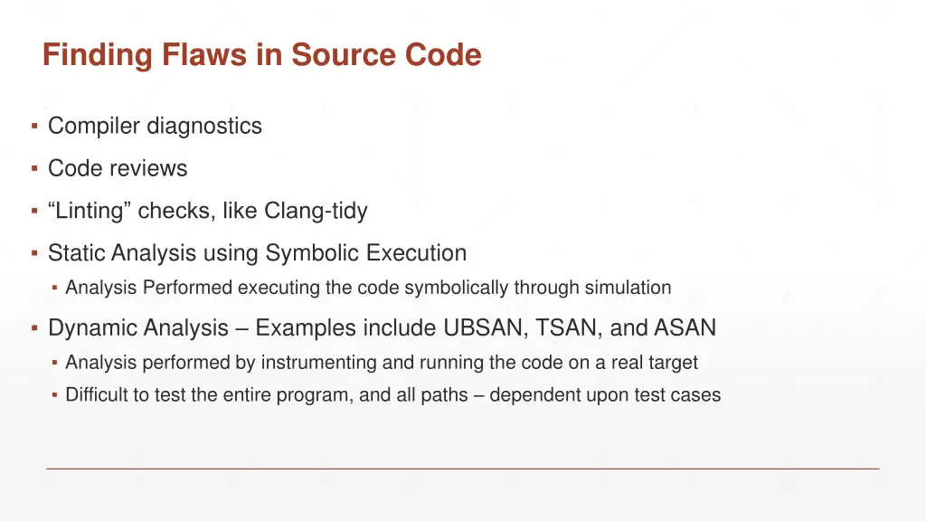 finding flaws in source code