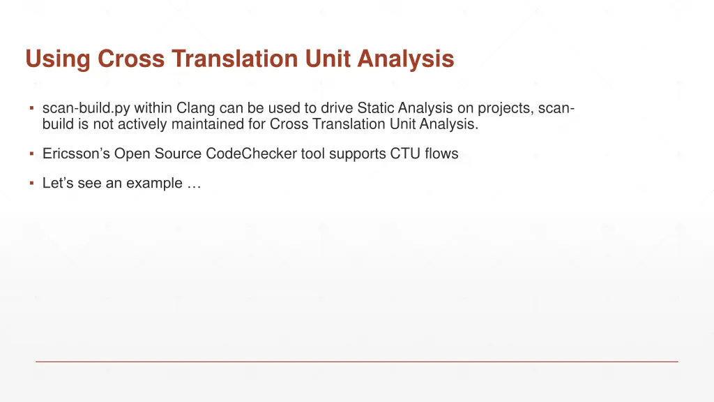 using cross translation unit analysis