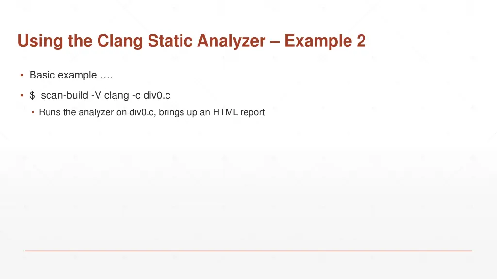 using the clang static analyzer example 2