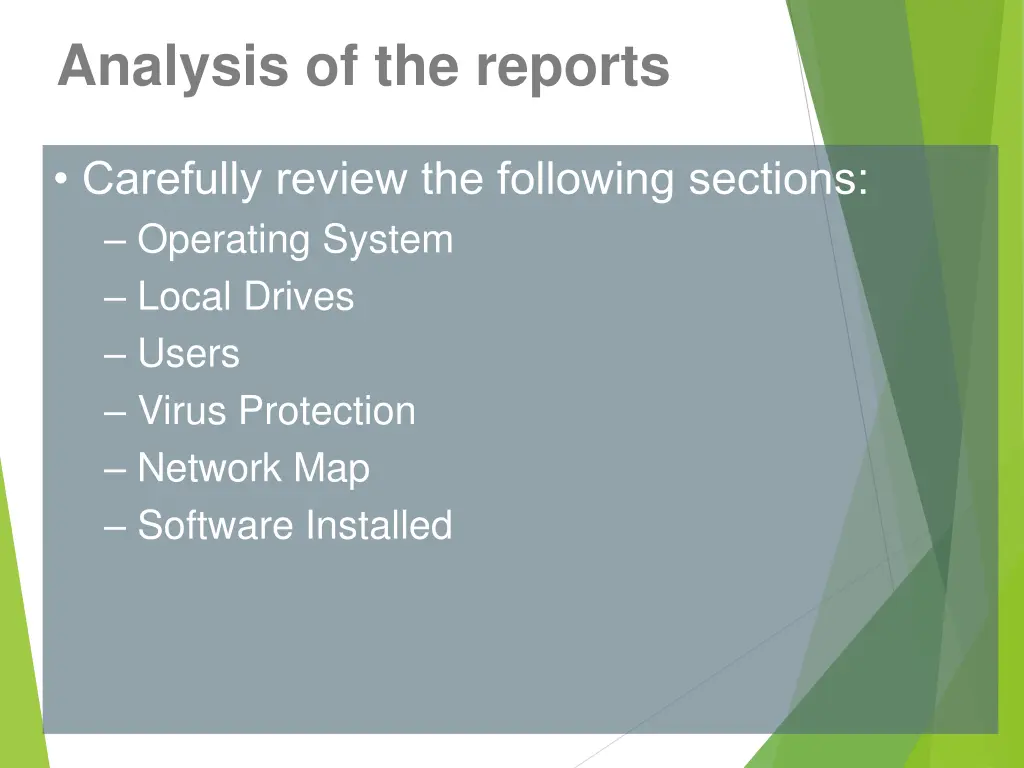 analysis of the reports