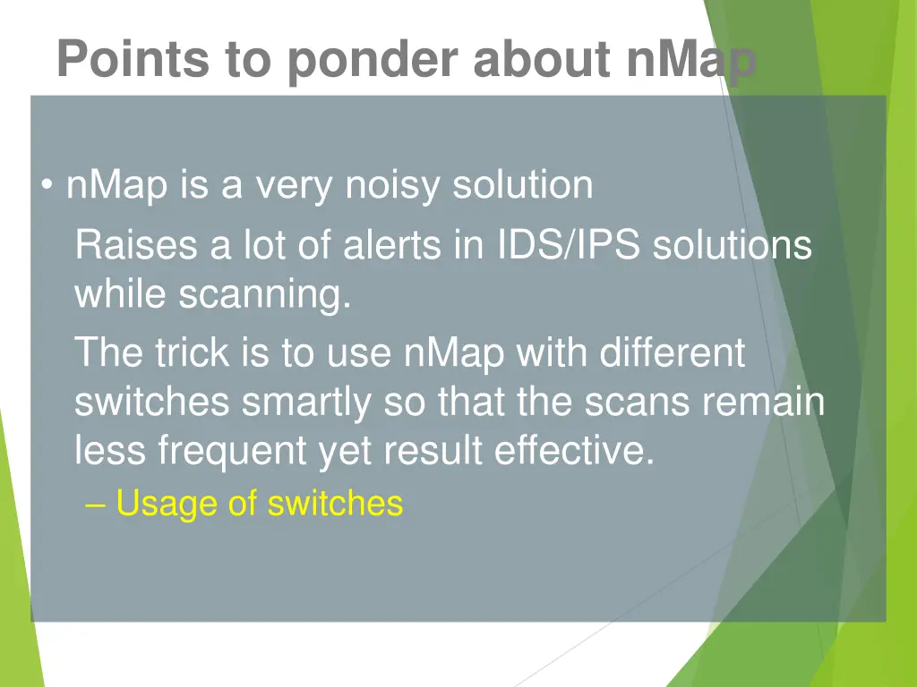 points to ponder about nmap