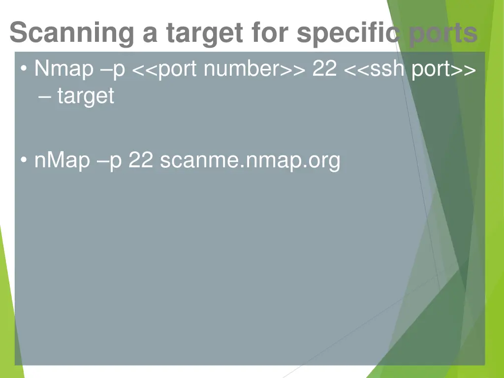 scanning a target for specific ports nmap p port