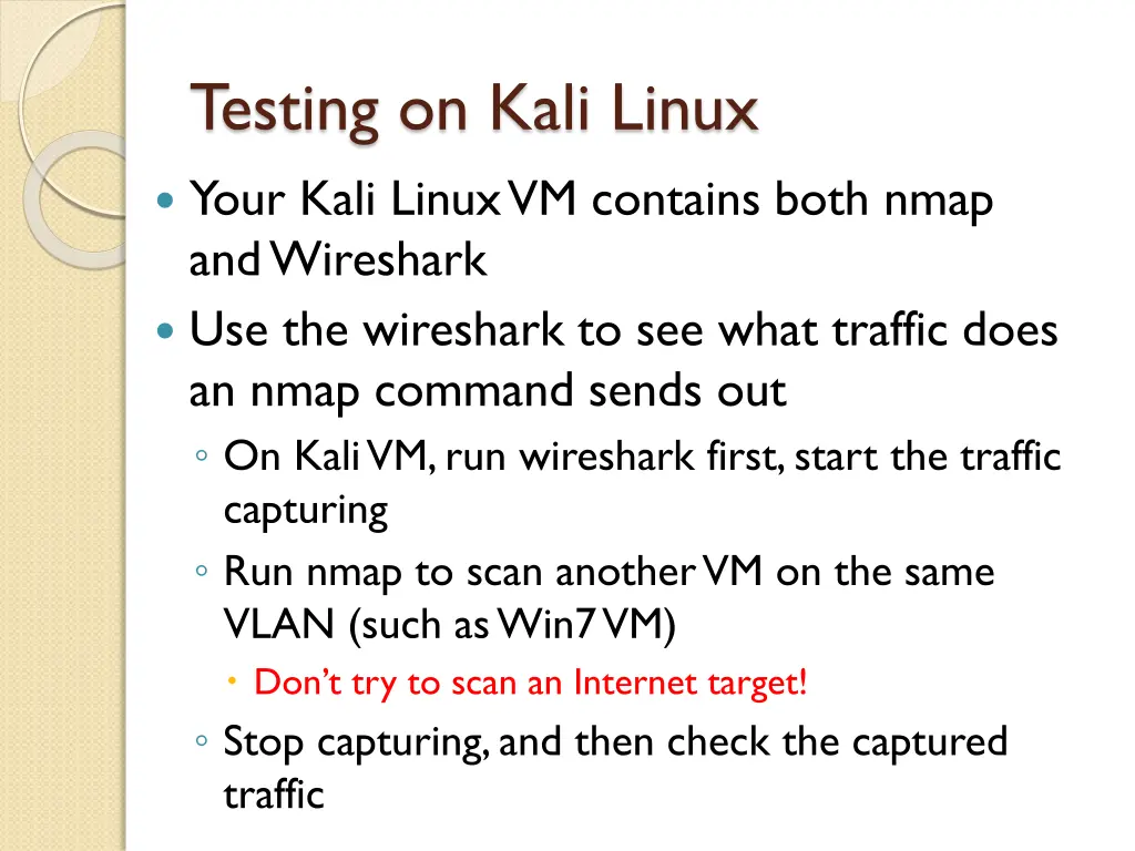 testing on kali linux