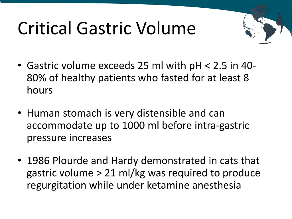 critical gastric volume