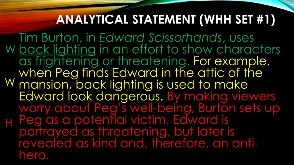 analytical statement whh set 1 tim burton 1