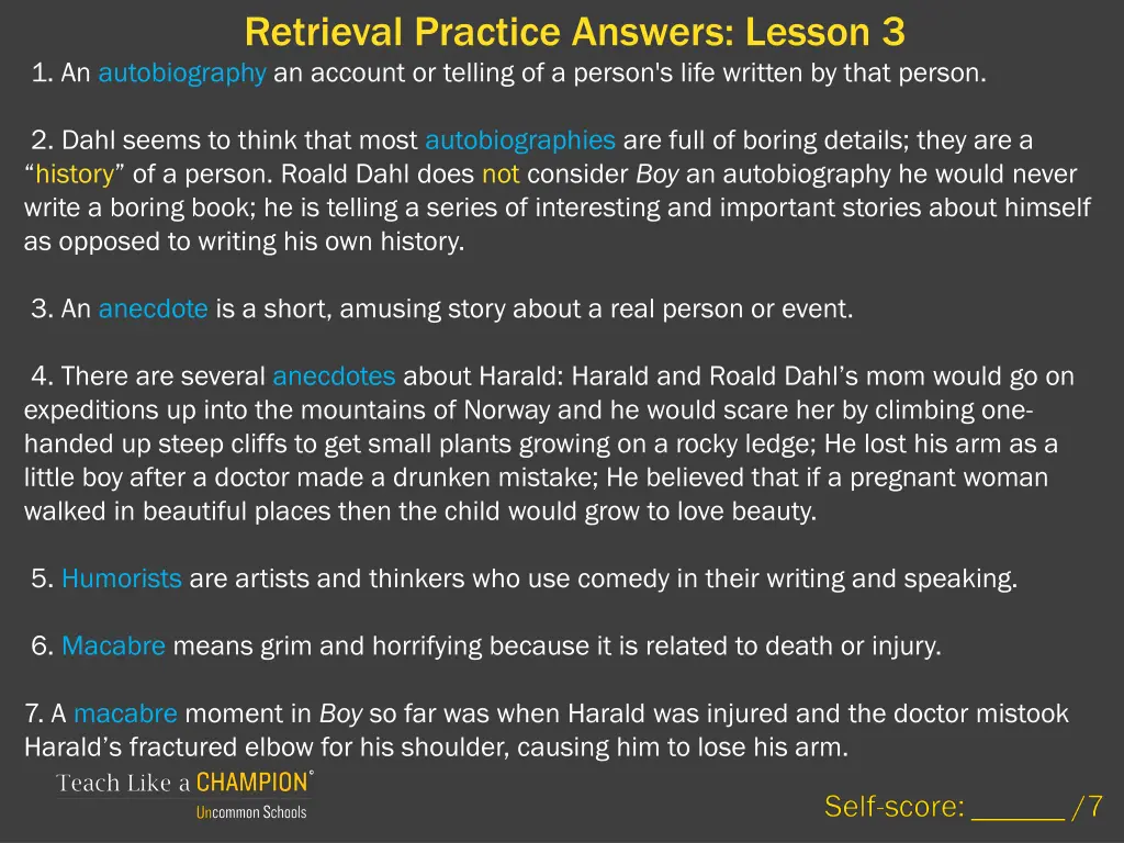 retrieval practice answers lesson