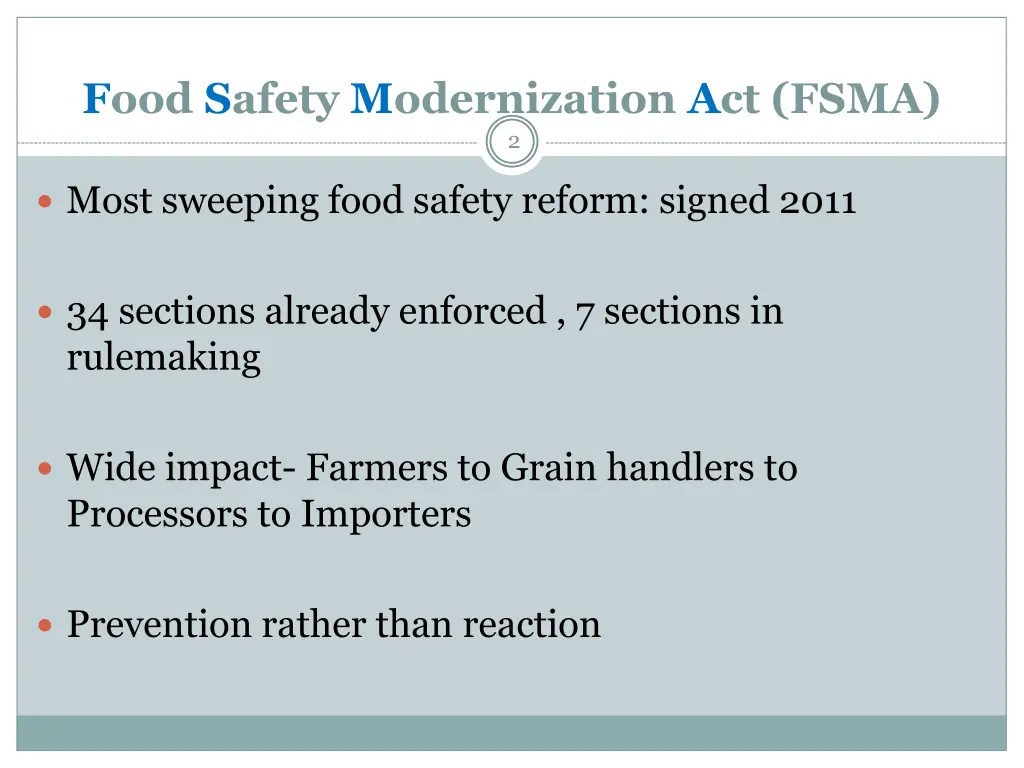 food safety modernization act fsma 2