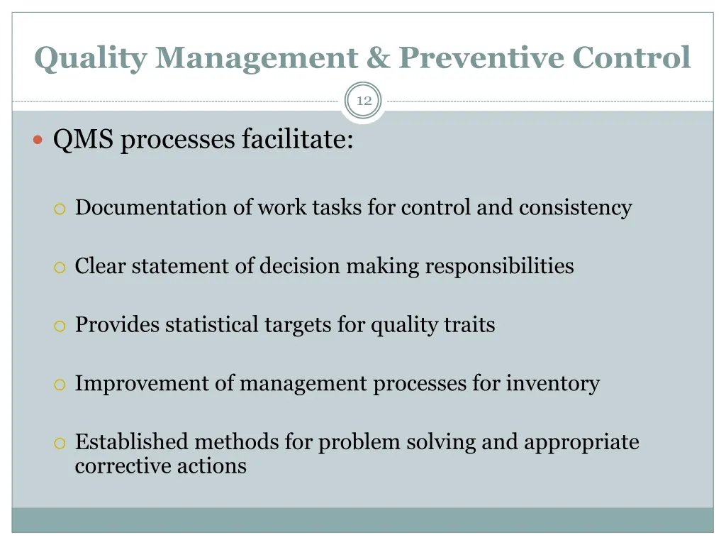 quality management preventive control