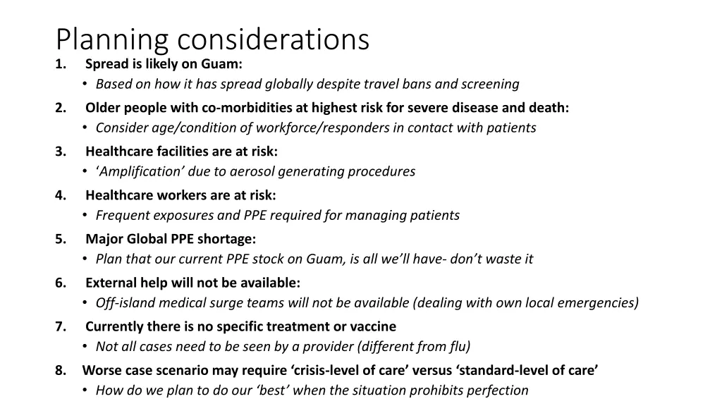 planning considerations 1 spread is likely