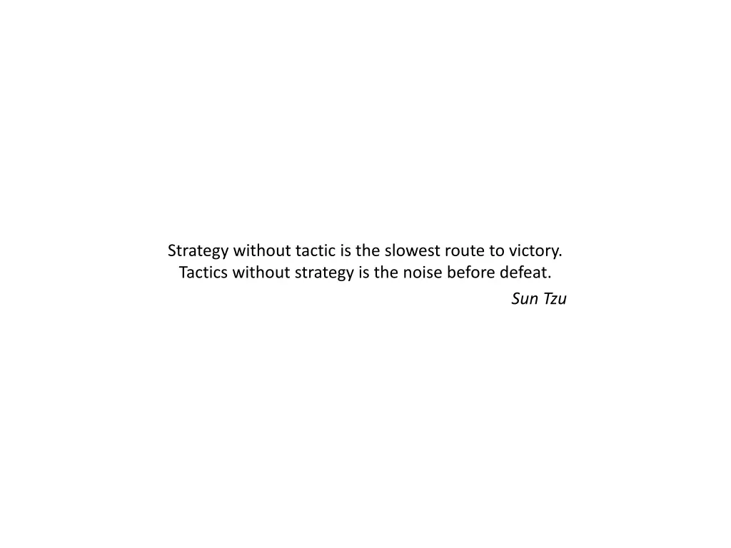 strategy without tactic is the slowest route