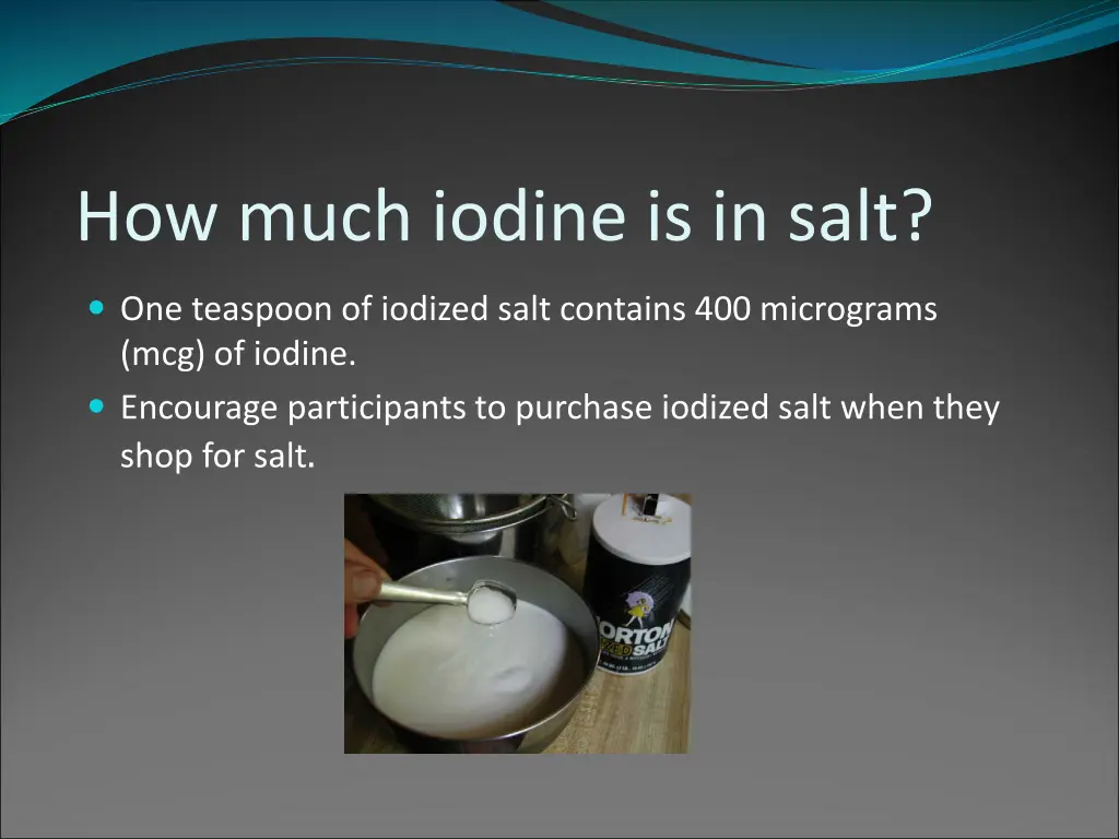 how much iodine is in salt