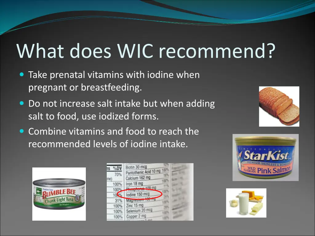 what does wic recommend