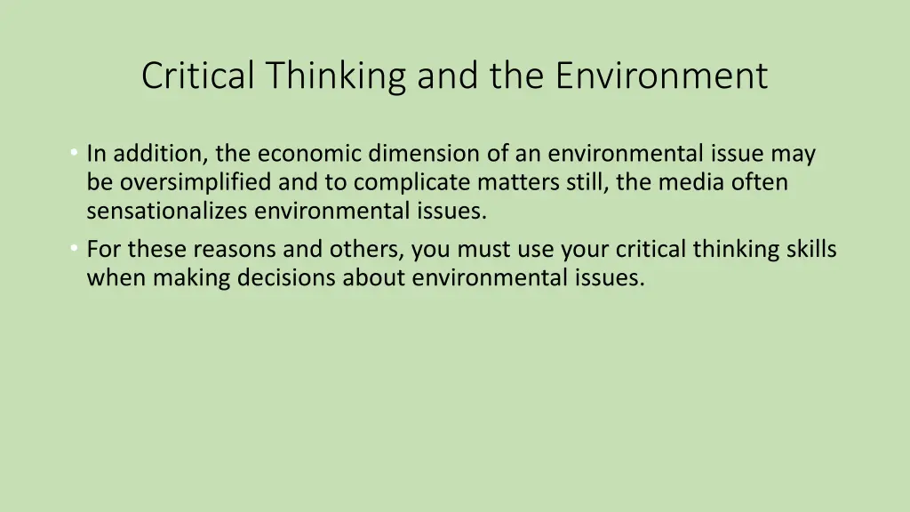 critical thinking and the environment 1