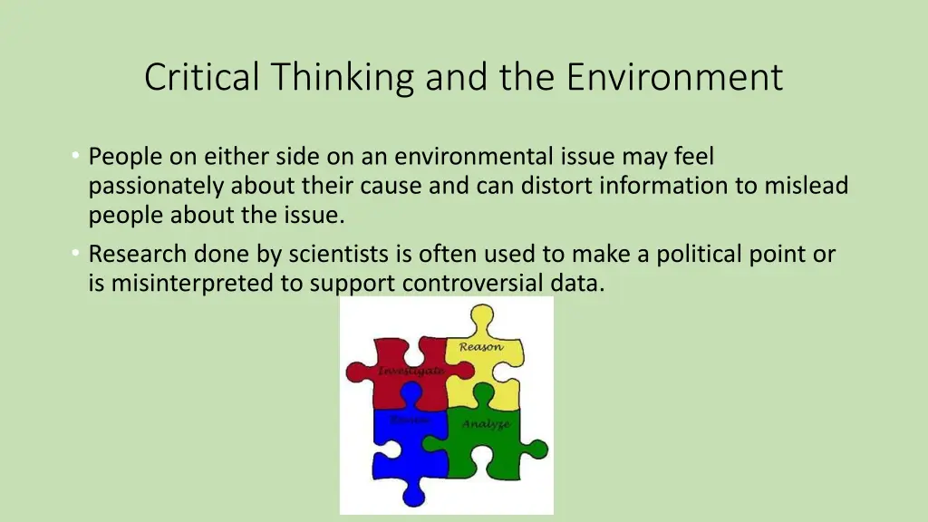 critical thinking and the environment