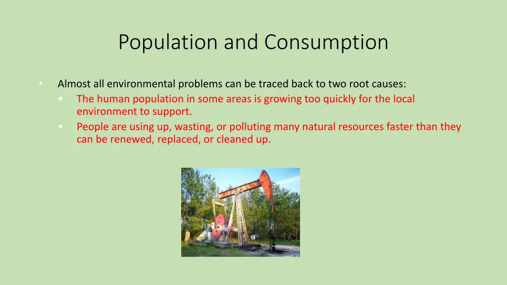 population and consumption