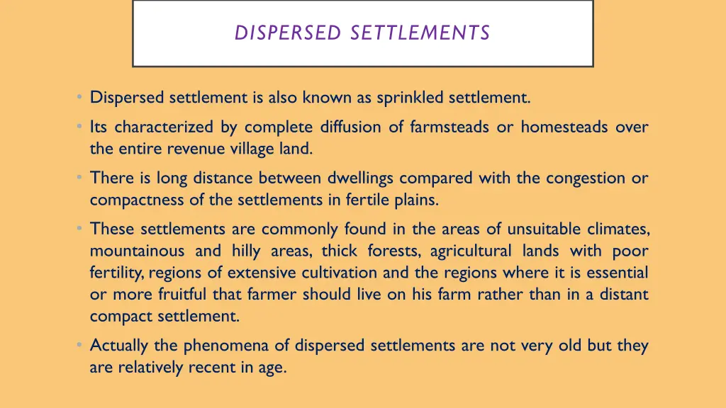 dispersed settlements