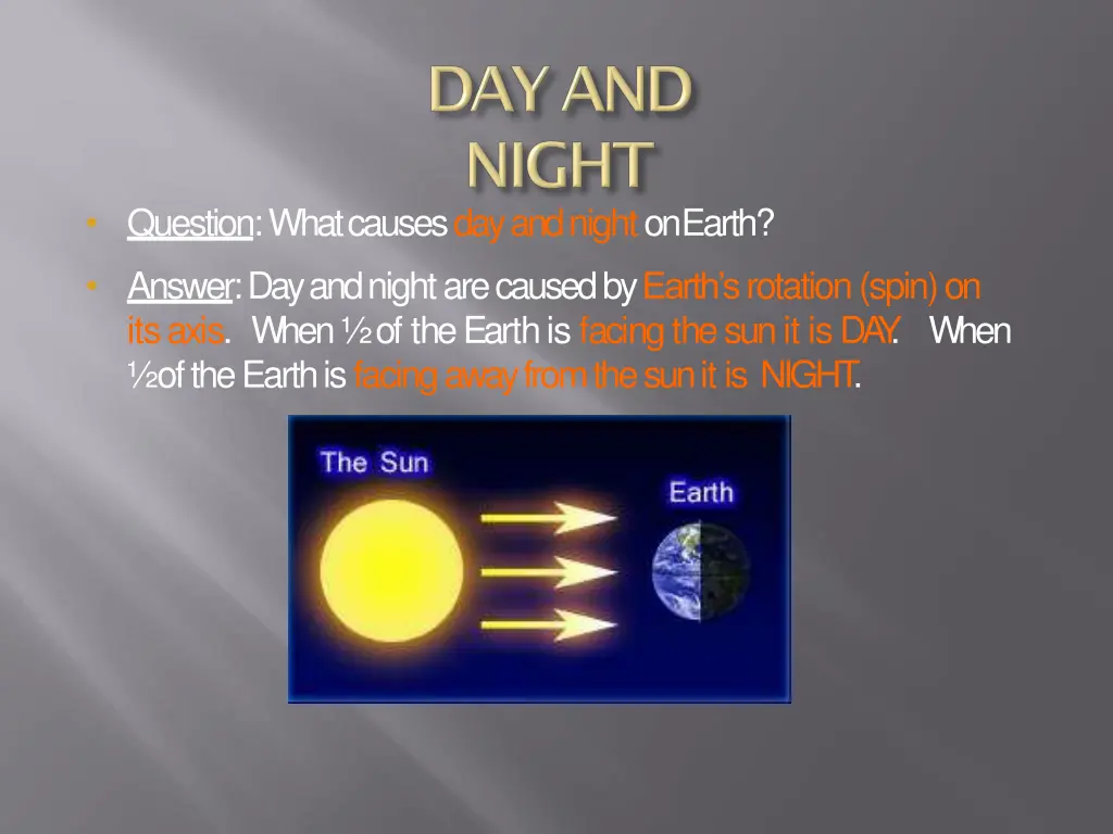 question what causes day and night onearth