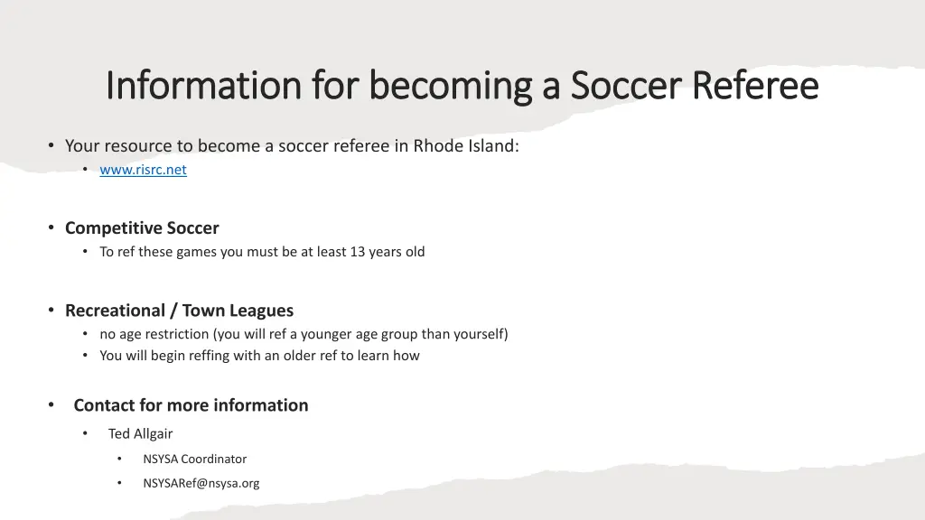 information for becoming a soccer referee