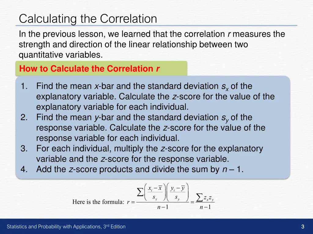 calculating the correlation in the previous