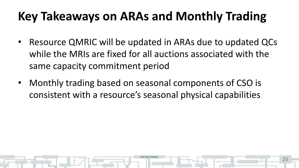 key takeaways on aras and monthly trading