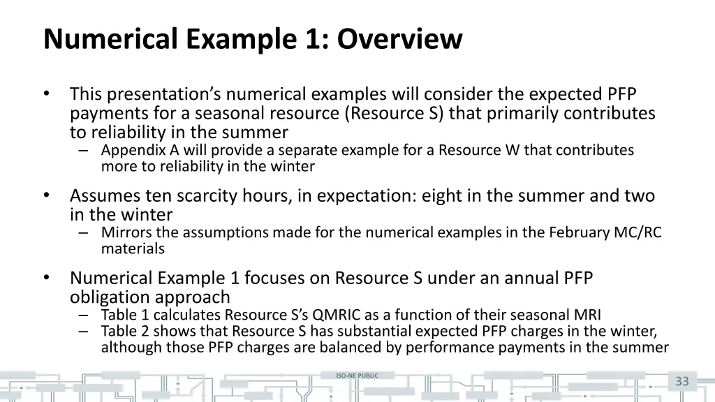 numerical example 1 overview