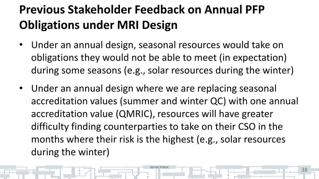 previous stakeholder feedback on annual