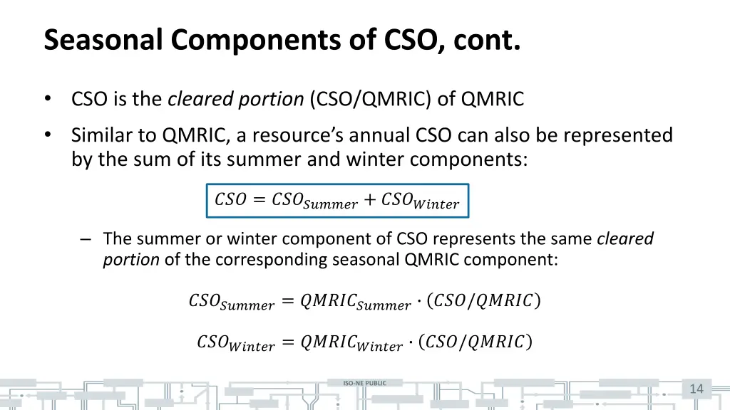 seasonal components of cso cont