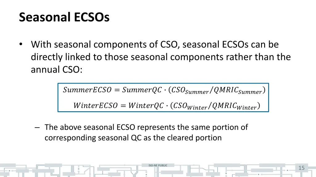 seasonal ecsos