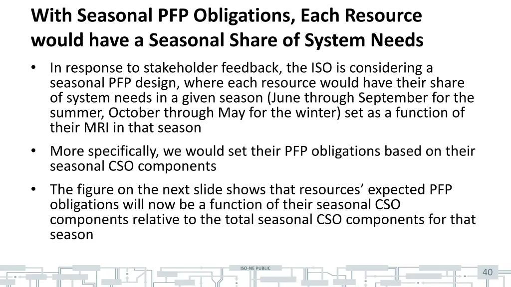 with seasonal pfp obligations each resource would