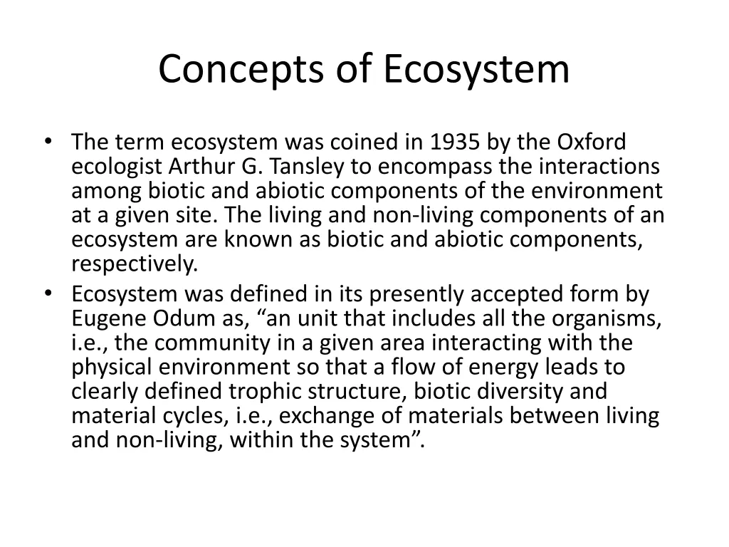 concepts of ecosystem